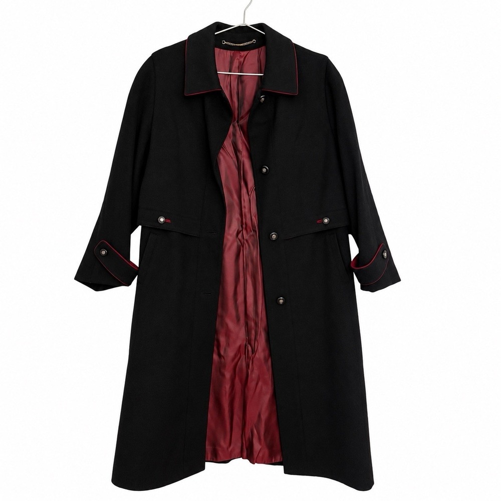 Vintage Tyroler Loden Women's 38 Wool Long Coat Black Austria C&A Sixth Sense